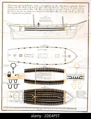 La rappresentazione del brig vigilante, da Nantes, un recipiente impiegato nel commercio di schiavi che è stata catturata dal tenente Mildmay nel fiume Bonny, sulla costa africana, il 15 aprile 1822 Foto Stock
