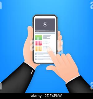 Smartphone video, ottimo design per qualsiasi scopo. Streaming video live. Web design. Dispositivo digitale. Illustrazione di stock vettoriale. Illustrazione Vettoriale