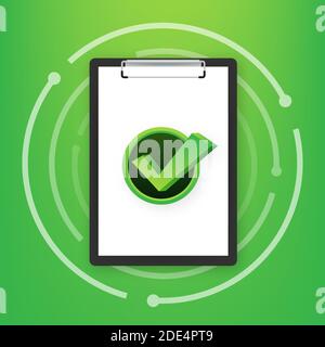 Icona documenti. Risma di fogli di carta. Documento confermato o approvato. Illustrazione di stock vettoriale. Illustrazione Vettoriale