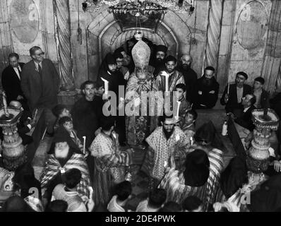 Storia del Medio Oriente - Calendario delle cerimonie religiose a Jer. [ad es Gerusalemme] periodo pasquale 1941. Santo fuoco ortodosso Foto Stock