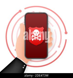 Attacco informatico. Phishing dati con gancio da pesca, laptop, sicurezza internet. Illustrazione di stock vettoriale. Illustrazione Vettoriale