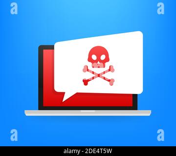 Attacco informatico. Phishing dati con gancio da pesca, laptop, sicurezza internet. Illustrazione di stock vettoriale. Illustrazione Vettoriale
