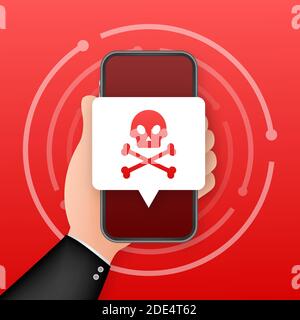 Attacco informatico. Phishing dati con gancio da pesca, laptop, sicurezza internet. Illustrazione di stock vettoriale. Illustrazione Vettoriale