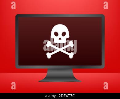Attacco informatico. Phishing dati con gancio da pesca, laptop, sicurezza internet. Illustrazione di stock vettoriale. Illustrazione Vettoriale