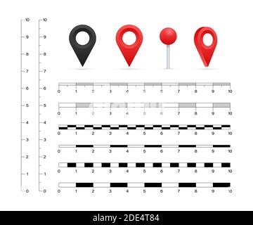 Mappa grafica di scale per la misurazione di distanze. Vettore illustrazione stock. Illustrazione Vettoriale