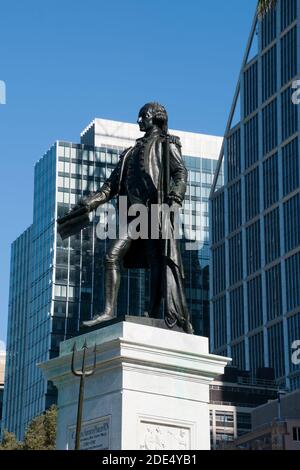 Sydney Australia, statua del Capitano Arthur Phillip che fu il primo governatore del nuovo Galles del Sud dal 1788 al 1792 Foto Stock