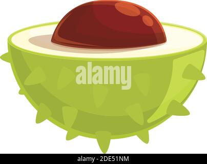 Icona a metà taglio di castagno. Cartoon di castagno mezzo taglio vettore icona per web design isolato su sfondo bianco Illustrazione Vettoriale