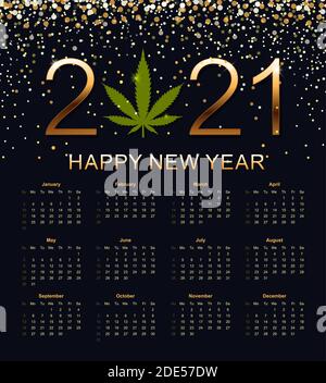 Calendario 2021. La settimana inizia dalla domenica. Illustrazione vettoriale. Illustrazione Vettoriale