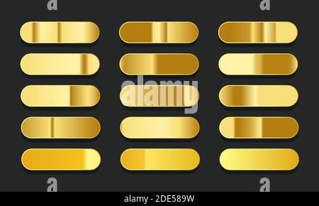 Set di colori lineari metallici con sfumature di oro giallo. Elementi di design creativi e astratti e luminosi. Illustrazione vettoriale della collezione concettuale Illustrazione Vettoriale