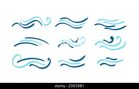Set di forme astratte con logo in colori blu e forme diverse. Elementi creativi per il design. Raccolta di illustrazioni vettoriali Illustrazione Vettoriale