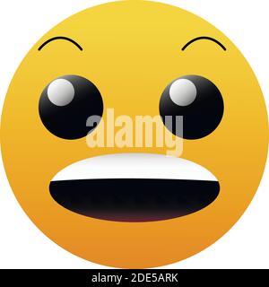 WOW emoji. Social media sorpresi, scioccato faccia icona isolato su sfondo bianco Illustrazione Vettoriale