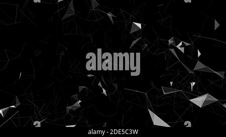 Plesso bianco e nero in movimento punti e linee forme geometriche Animazione tecnologia digitale del futuro Big data tecnologia di comunicazione digitale Network Foto Stock