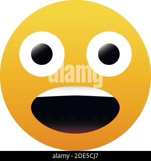WOW emoji. Social media sorpresi, scosso volto con bocca aperta icona isolato su sfondo bianco Illustrazione Vettoriale