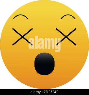 Dead emoji faccia piatto icona design, Cartoon espressione cute emoticon personaggio profilo viso giocattolo adorabile e sociale media tema Vector illustrat Illustrazione Vettoriale