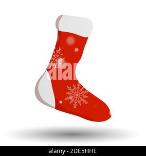 Cartoon Natale Stoccando Hanging Vector. Illustrazione per il giorno di Natale. Babbo Natale Stocking isolato su uno sfondo bianco. Natale Illustrazione Vettoriale