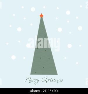 Albero di Natale tradizionale. Albero di Natale stilizzato. Cartolina di Natale. Buon Natale Illustrazione Vettoriale