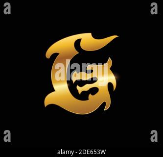 Un vettore di Golden Dragon Monogram Letter G in nero sfondo Illustrazione Vettoriale