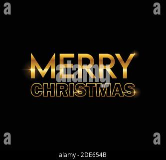 A Vector of Golden Merry Christmas Vector Sign in black sfondo Illustrazione Vettoriale