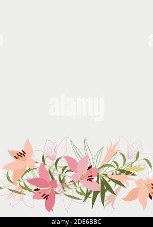 Modello floreale pulito con bouquet di fiori senza testo Illustrazione Vettoriale