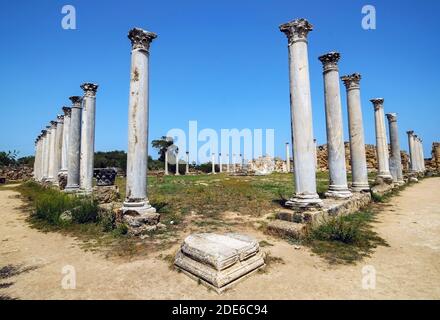 Antico sito archeologico romano di Salamis vicino a Famagosta nel nord Cipro Foto Stock