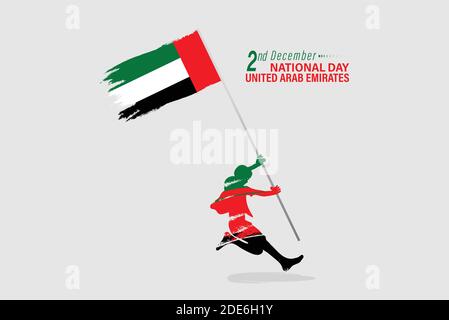 Illustrazione vettoriale della giornata nazionale degli Emirati Arabi Uniti 2 dicembre. Bandiera ondulata. Astratto Illustrazione Vettoriale