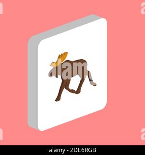 Icona vettore semplice Moose. Modello di disegno simbolo illustrazione per elemento dell'interfaccia utente Web mobile. Pittogramma isometrico a colori perfetto sul quadrato bianco 3d. Moose i Illustrazione Vettoriale
