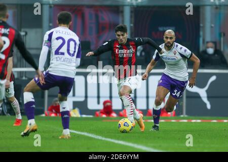 Daniel Maldini durante il campionato italiano Serie UNA partita di calcio tra AC Milan e AC Fiorentina il 29 novembre 2020 allo stadio San Siro di Milano - Foto Morgese-Rossini / DPPI / LM Foto Stock