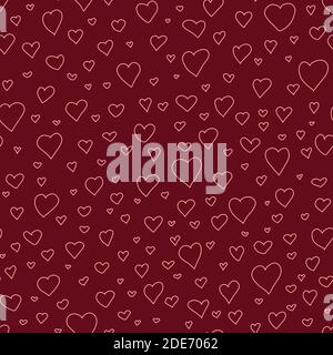 San Valentino, il giorno della mamma Doodle disegnato a mano modello senza cuciture. Marker ha disegnato diverse forme e sagome del cuore. Dolce texture d'amore per cartolina Foto Stock
