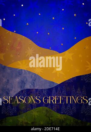 DISEGNO DELLA SCHEDA DI NATALE: Auguri di stagioni Foto Stock