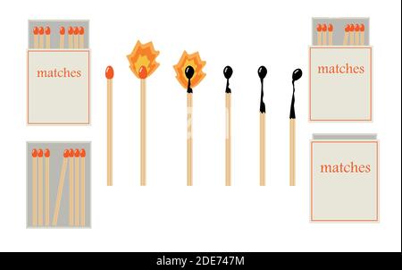 Set di corrispondenze e matchbox. Vettore. Illustrazione Vettoriale