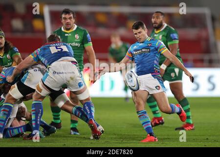 LONDRA, INGHILTERRA. 29 NOVEMBRE, la metà di Richard Wrigglesworth inizia a salire sul campo durante la partita della Gallagher Premiership tra London Irish e Leicester Tigers al Brentford Community Stadium di Brentford, Londra, domenica 29 novembre 2020. (Credit: Jon Bromley | MI News) Credit: MI News & Sport /Alamy Live News Foto Stock