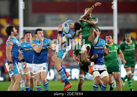 LONDRA, INGHILTERRA. 29 NOVEMBRE durante la partita della Gallagher Premiership tra London Irish e Leicester Tigers al Brentford Community Stadium di Brentford, Londra, domenica 29 novembre 2020. (Credit: Jon Bromley | MI News) Credit: MI News & Sport /Alamy Live News Foto Stock