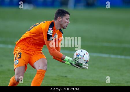 David Soria di Getafe durante la partita di calcio del campionato spagnolo la Liga tra Getafe CF e Athletic Club de Bilbao il 29 novembre 2020 al Colosseo Alfonso Perez stadio a Getafe, Madrid, Spagna - Foto Oscar J Barroso / Spagna DPPI / DPPI / LM Foto Stock