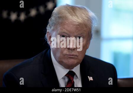 Il presidente DEGLI STATI UNITI Donald Trump ospita una tavola rotonda sulla sicurezza delle frontiere con i leader di stato, locali e comunitari nella sala del gabinetto della Casa Bianca il 11 gennaio 2019 a Washington, DC. Foto di Olivier Douliery/ABACAPRESS.COM Foto Stock