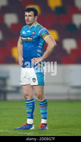 BRENTFORD, INGHILTERRA - NOVEMBRE 29: Matt Scott di Leicester Tigers durante la premiership Gallagher tra London Irish e Leicester Tigers al Brentford Community Stadium di Brentford, Regno Unito, il 29 novembre 2020 Foto Stock