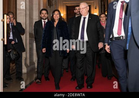 Anne Hidalgo, Sindaco di Parigi, riceve il Presidente dello Stato d'Israele Reuven Rivlin al Municipio di Parigi alla presenza di Francis Kalifat, presidente del CRIF, Joel Mergui, presidente del Concistoro di Parigi e Ariel Goldmann, presidente dei Fondi sociali unificati ebraici, Parigi, Francia, 24 gennaio 2019. Foto di Daniel Derajinski/ABACAPRESS.COM Foto Stock