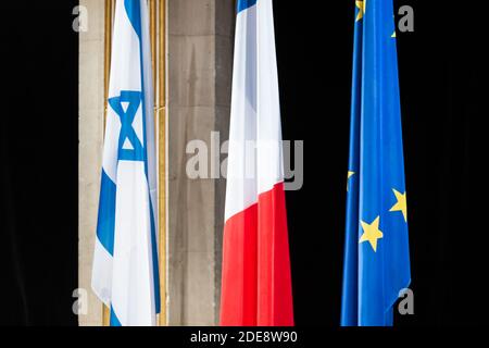 Anne Hidalgo, Sindaco di Parigi, riceve il Presidente dello Stato d'Israele Reuven Rivlin al Municipio di Parigi alla presenza di Francis Kalifat, presidente del CRIF, Joel Mergui, presidente del Concistoro di Parigi e Ariel Goldmann, presidente dei Fondi sociali unificati ebraici, Parigi, Francia, 24 gennaio 2019. Foto di Daniel Derajinski/ABACAPRESS.COM Foto Stock