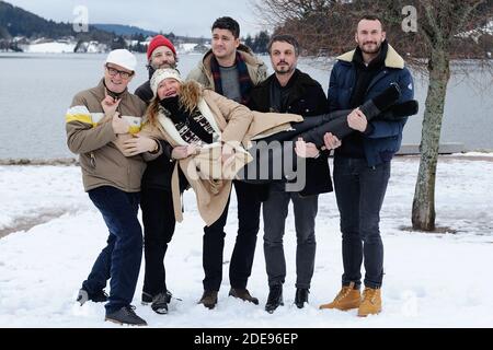 I membri della giuria 'Zombie zombie' del gruppo musicale Etienne Jaumet, Dr Schonberg e Neman Herman Dune aka Cosmic Neman, Julie Ferrier, Vincent Mariette e Sebastien Marnier partecipano alla fotocellula durante il 26° Festival del Cinema Gerardmer a Gerardmer, Francia, il 02 febbraio 2019. Foto di Aurore Marechal/ABACAPRESS.COM Foto Stock