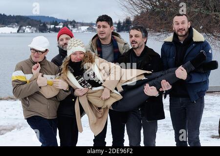 I membri della giuria 'Zombie zombie' del gruppo musicale Etienne Jaumet, Dr Schonberg e Neman Herman Dune aka Cosmic Neman, Julie Ferrier, Vincent Mariette e Sebastien Marnier partecipano alla fotocellula durante il 26° Festival del Cinema Gerardmer a Gerardmer, Francia, il 02 febbraio 2019. Foto di Aurore Marechal/ABACAPRESS.COM Foto Stock