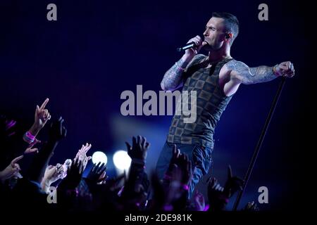 Adam Levine of Maroon 5 si esibisce durante il Pepsi Super Bowl LIII Halftime Show allo stadio Mercedes-Benz il 3 febbraio 2019 ad Atlanta, GA, USA. Foto di Lionel Hahn/ABACAPRESS.COM Foto Stock