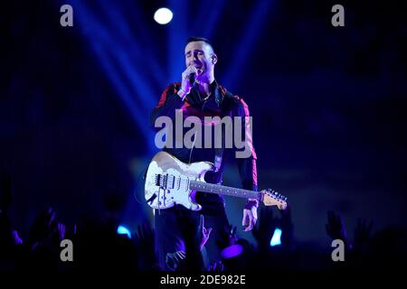 Adam Levine of Maroon 5 si esibisce durante il Pepsi Super Bowl LIII Halftime Show allo stadio Mercedes-Benz il 3 febbraio 2019 ad Atlanta, GA, USA. Foto di Lionel Hahn/ABACAPRESS.COM Foto Stock