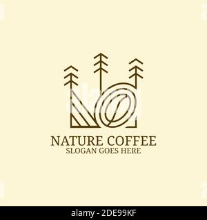 Semplice linea arte Coffee Farm logo idea di design, può utilizzare per il vostro marchio, marchio di identità o marchio commerciale Illustrazione Vettoriale