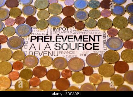 Prelevement A la Source - illustrazione a Parigi, Francia il 20 febbraio 2019. Foto di Alain Apaydin/ABACAPRESS.COM Foto Stock