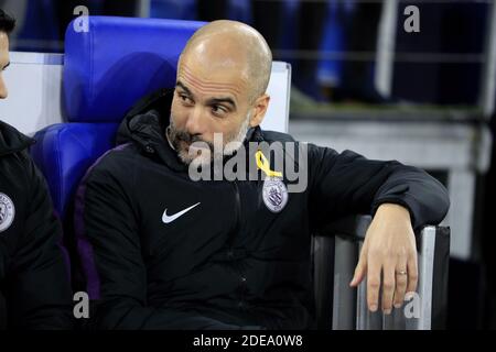 Il allenatore di Manchester City Pep Guardiola durante la 1/8 finale (prima tappa) della Champion's League, Schalke 04 vs Manchester City a Gelsenkirchen, Germania, il 20 febbraio 2019. Manchester City ha vinto 3-2 Foto di Henri Szwark/ABACAPRESS.COM Foto Stock