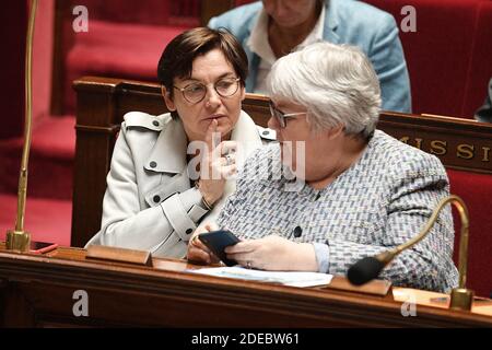 Il Ministro francese d'oltremare Annick Girardin e il Ministro francese della coesione territoriale e delle relazioni con le Comunità territoriali Jacqueline Gourault partecipano ad una sessione di "interrogazioni al governo" all'Assemblea nazionale francese il 26 marzo 2019 a Parigi, Francia. Foto di David Niviere/ABACAPRESS.COM Foto Stock