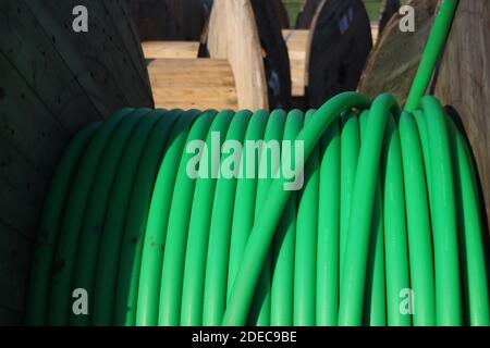 Tubo con tubi più piccoli all'interno per la rete in fibra di vetro in Paesi Bassi per Internet più veloce Foto Stock