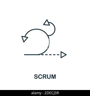 Icona di crum. Elemento stile linea della collezione Agile. Icona Scrum sottile per modelli, infografiche e altro ancora Illustrazione Vettoriale