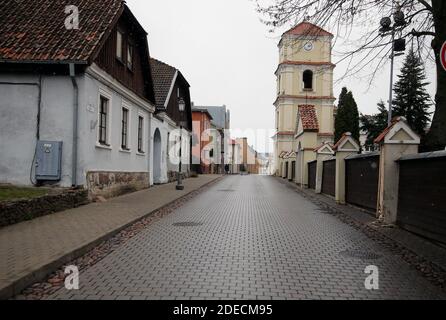 Una piccola città nel centro della Lituania con una bella città vecchia, Kedainiai Foto Stock