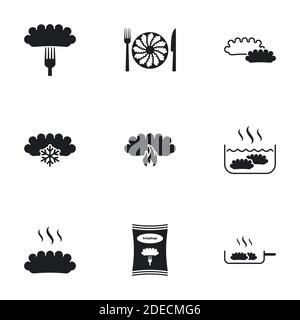 Icone per i gnocchi tematici. Sfondo bianco Illustrazione Vettoriale