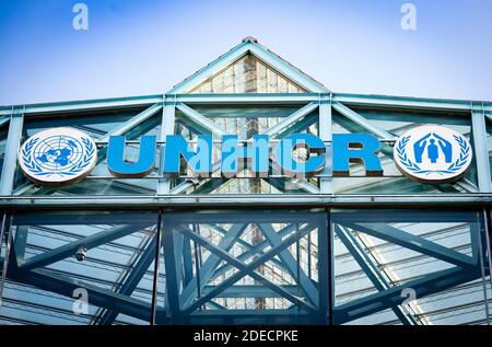 Il 17 novembre 2020 a Ginevra viene presentata la costruzione del quartier generale dell'Alto Commissariato delle Nazioni Unite per i rifugiati (UNHCR), un'agenzia incaricata di guidare un Foto Stock